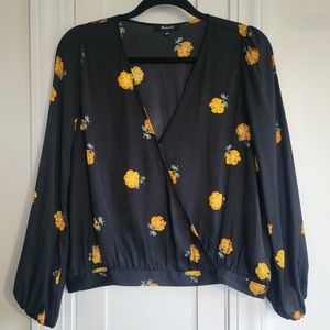 Madewell Bubble-Sleeve Wrap Top in Floating Florets